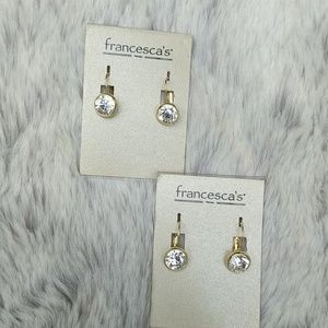 NWT Francesca's Gold Rhinestone Drop Earrings